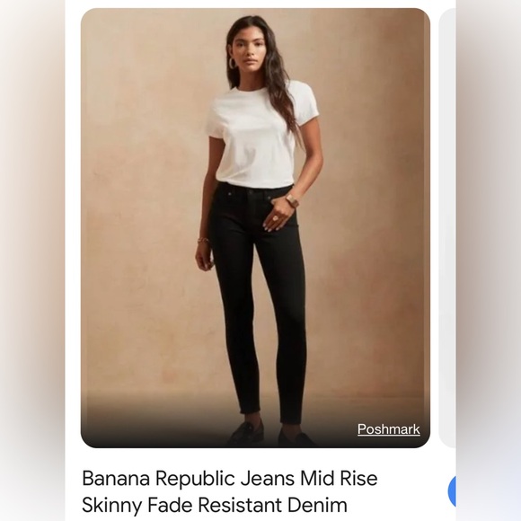 NWT Banana Republic fade resistant mid rise black skinny jeans size 6/28 stretch - Picture 1 of 13